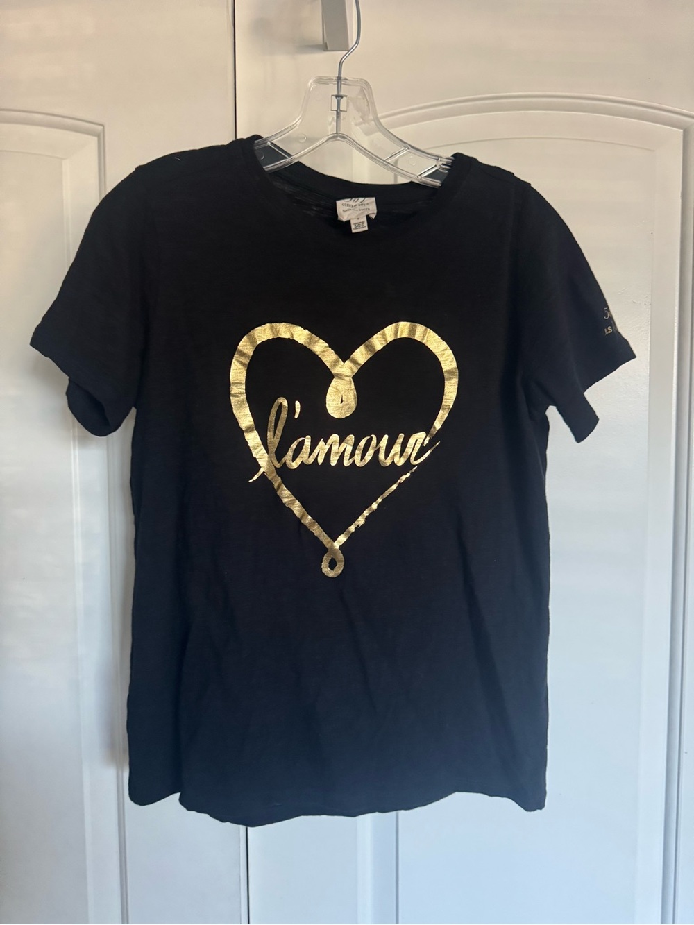 Cinq a Sept Black L'Amour Foil Heart Graphic Tee size S